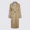 Burberry Women Sage Green Gabardine Waterloo Trench Coat In Brown