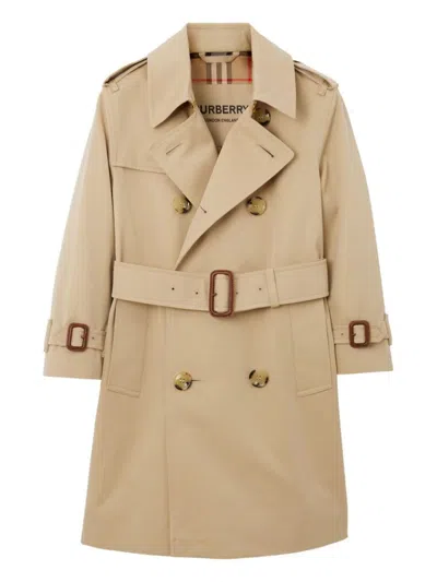 Burberry Kids' Beige Cotton Trench Coat In Neutral