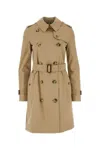 Burberry Women Beige Cotton Trench Coat In Brown