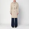 Burberry Beige Cotton Trench Coat With Belt Men In Beige