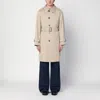 Burberry Beige Cotton Trench Coat With Belt Men