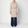 Burberry Beige Cotton Trench Coat With Belt Men