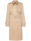 Burberry Cotton Trench Coat In Tan