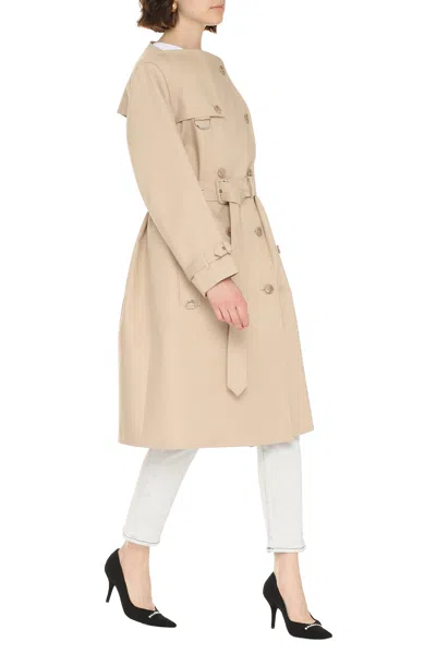 Burberry Beige Cotton Trench Jacket For Women In Tan