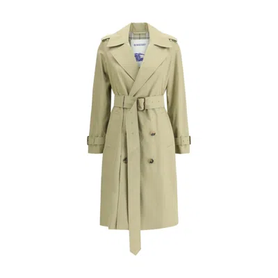 Burberry Women Cotton Trench Coat In Green