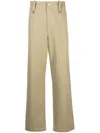 Burberry Cotton Wide Leg Pants With Belt Loops In Beige