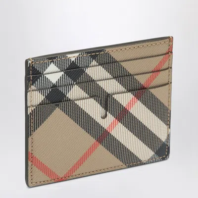 Burberry Printed Canvas Check Card Holder In Brown