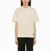 BURBERRY BEIGE CREW-NECK T-SHIRT WITH LOGO