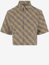 Burberry Checked Cropped Shirt In Beige