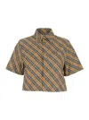 Burberry Checked Cropped Shirt In Multicolor