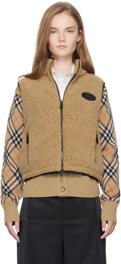 BURBERRY BEIGE CROPPED FLEECE VEST