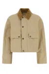 Burberry Cropped Beige Coat With Corduroy Collar
