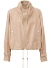 Burberry Cropped Leather Jacket In Beige