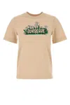 Burberry Soft Cotton T-shirt With Vibrant Floral Graphic In Beige