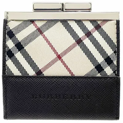 Pre-owned Burberry Beige Dark Brown Nylon Leather Coin Purse/coin Case () In Multi
