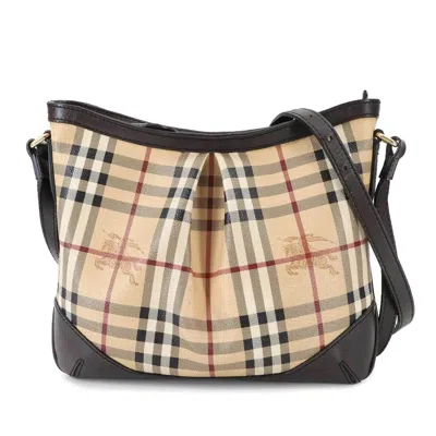 Pre-owned Burberry Beige Dark Brown Pvc Leather Shoulder Bag ()
