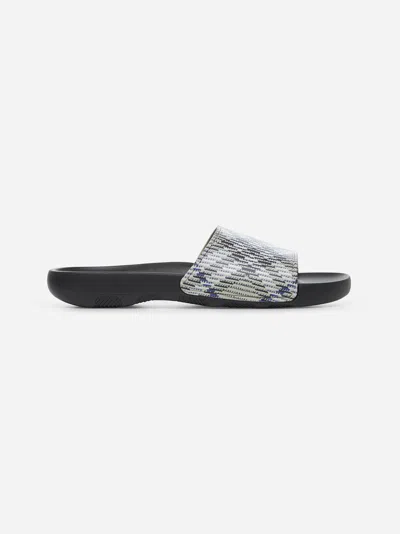 BURBERRY BEIGE DIVE CHECK SLIDES
