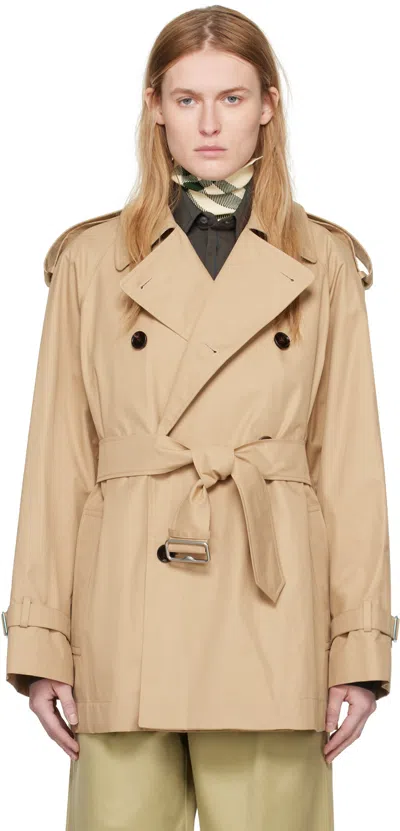 Burberry Beige Double-breasted Jacket In Flax