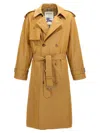 Burberry Double-breasted Long Trench Coat In Beige