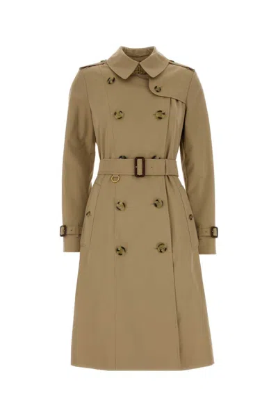 Burberry Double-breasted Trench Coat Belted Waist In Brown