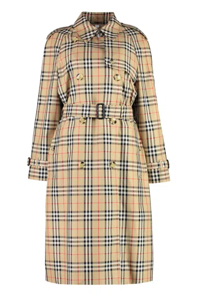 Burberry Beige Double-breasted Trench Coat For Women