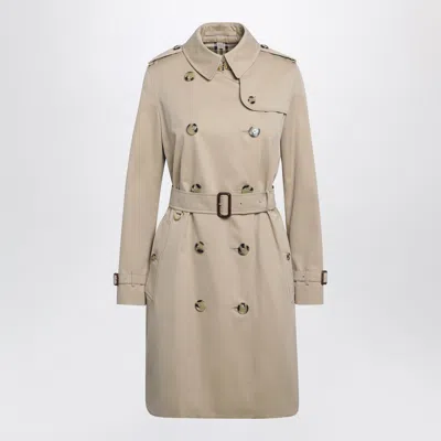 Burberry Beige Double-breasted Kensington Cotton Trench Coat In Neutral