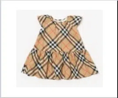 Burberry Beige Dress For Baby Girl With Vintage Check