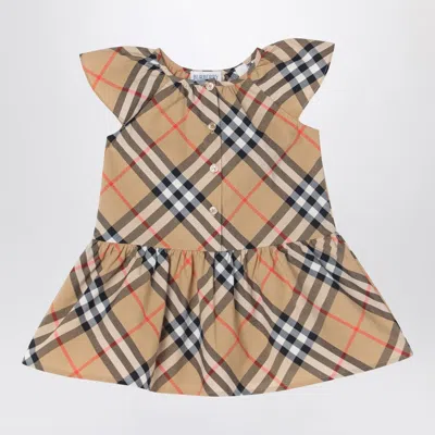 Burberry Beige Dress In Cotton With Check Pattern
