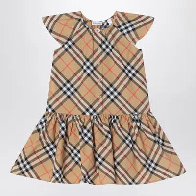 Burberry Beige Dress In Cotton With Check Pattern