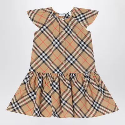 Burberry Beige Dress In Cotton With Check Pattern
