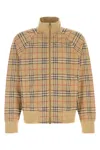 Burberry Beige Sweatshirt With Check Motif In Jacquard In Brown