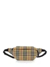 BURBERRY BEIGE FANNY PACK WITH VINTAGE CHECK PRINT IN FABRIC MAN