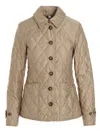 Burberry Beige Single-breasted Down Jacket With Quilted Texture In Stretch Fabric Woman In Beige