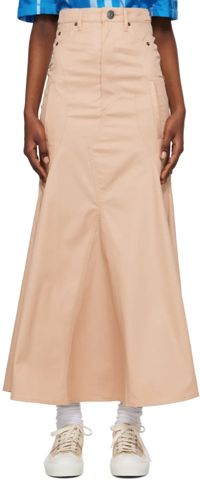 Burberry Beige Flared Maxi Skirt In Pale Nude
