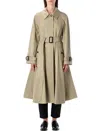Burberry Cotton Trench Coat Adjustable Waistband In Green