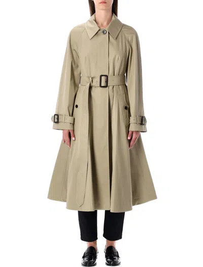 BURBERRY BEIGE GABARDINE ELLINGHAM FIT-AND-FLARE COAT