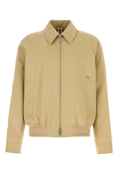 Burberry Beige Gabardine Harrington Jacket In Brown