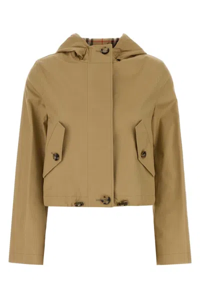 Burberry Beige Gabardine Jacket In Brown
