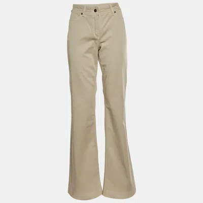 Pre-owned Burberry Beige Gabardine Straight Fit Trousers M In Sand