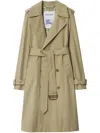 Burberry Double Breasted Belted Trench Coat In Green