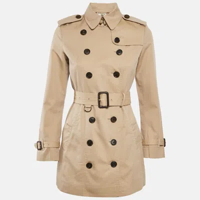 Pre-owned Burberry Beige Gabardine Trench Coat M In Brown
