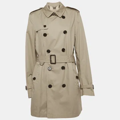 Pre-owned Burberry Beige Gabardine Trench Coat M In Brown