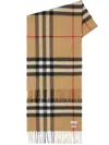 Burberry Check Pattern Cashmere Scarf With Fringed Edges In Brown