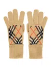 Burberry Check Cashmere Blend Gloves In Brown