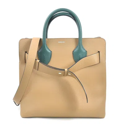 Pre-owned Burberry Beige Green White Leather Handbag Shoulder Bag ()