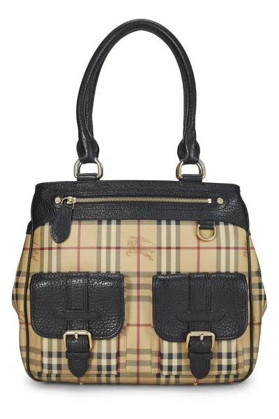 Pre-owned Burberry Beige Haymarket Check Pocket Tote