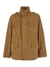 Burberry Beige High Neck Jacket With Ekd Embroidery On The Front In Cotton Man