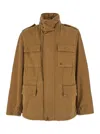 Burberry Beige High Neck Jacket With Ekd Embroidery On The Front In Cotton Man