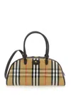 Burberry Highland Beige Handbag With Ekd Patch On The Front And All-over Check Motif In Cotton Blend Woman In Nude