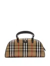 Burberry Highland Beige Handbag With Ekd Patch On The Front And All-over Check Motif In Cotton Blend Woman In Neutral